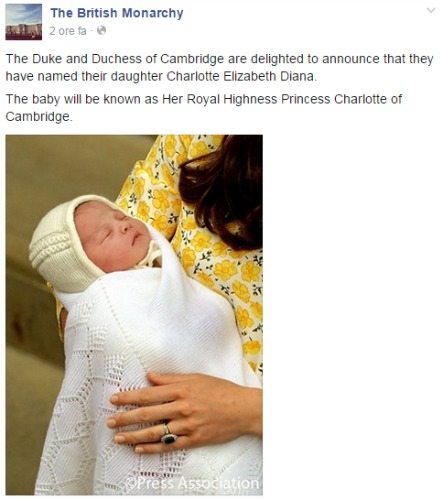 L'annuncio ufficiale | © Facebook/The British Monarchy