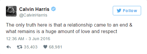 Calvin Harris tweet