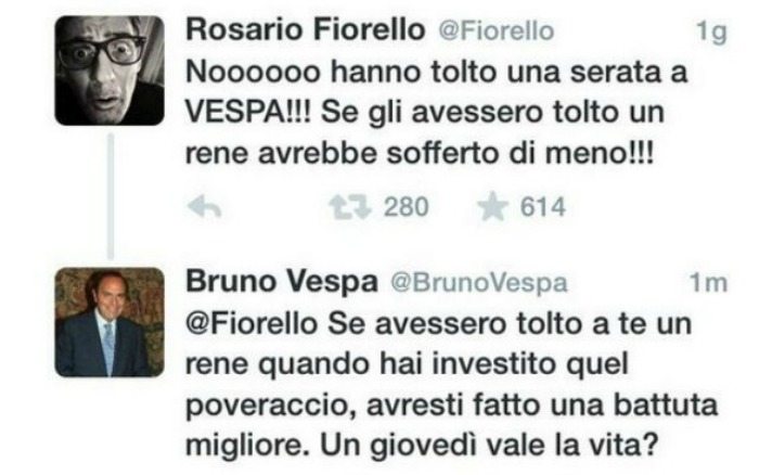 La lite tra Bruno Vespa e Fiorello