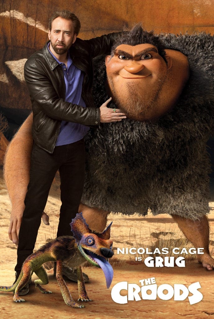 Nicholas Cage è Grug, il protagonista de I Croods, nel character poster del nuovo film d'animazione Dreamworks