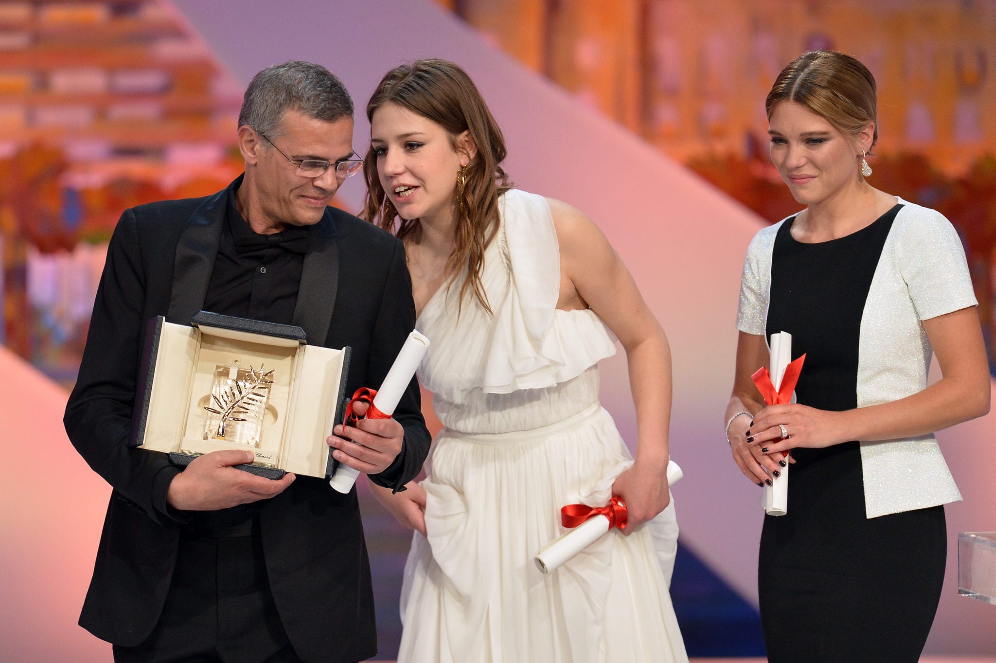 Abdellatif Kechiche, Lea Seydoux e Adele Exarchopoulos | © ALBERTO PIZZOLI/Getty Images