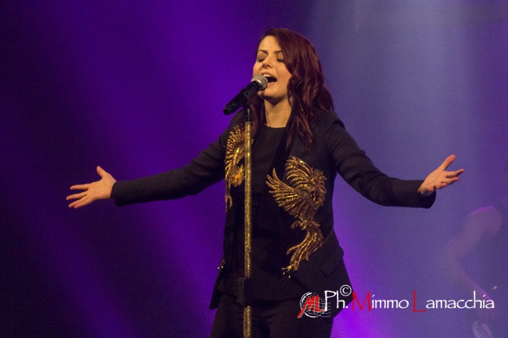 Italian Singer Annalisa Scarrone performs live at Teatro Toniolo in mestre in "Splende Tour"