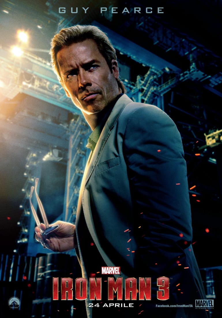 Guy Pearce nei panni di Dr. Killian nel character poster di Iron Man 3