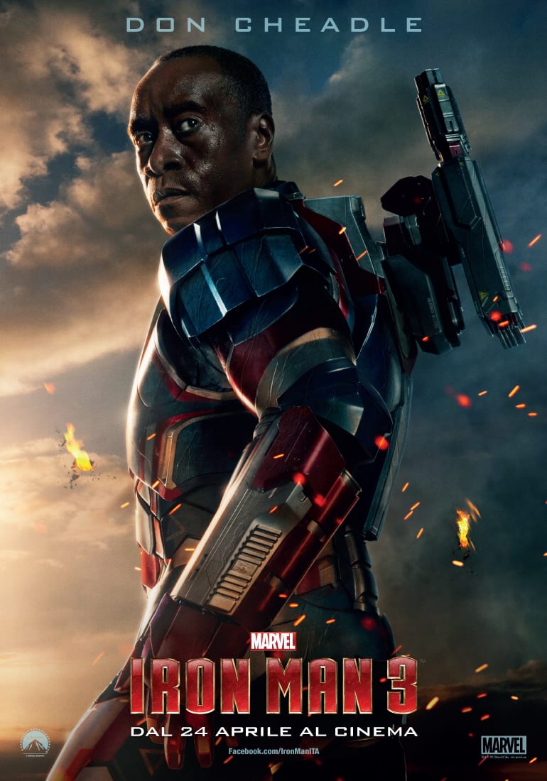 Don Cheadle è Iron Patriot nel character poster di Iron Man 3