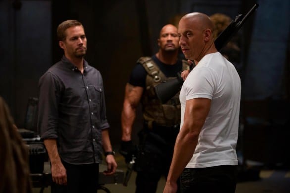 Fast And Furious 6 - I protagonisti Vin Diesel, Paul Walker e Dwayne Johnson (sullo sfondo).