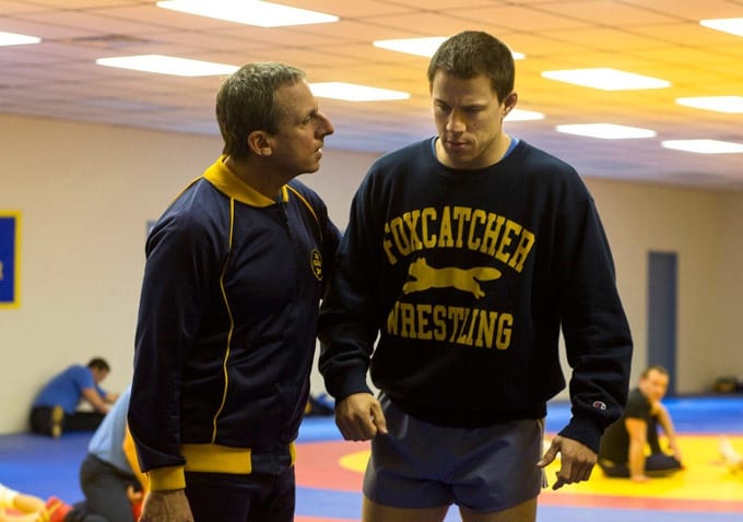 Carell e Tatum in una scena del film "Foxcatcher"