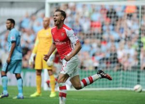 Esultanza dei giocatori dell'Arsenal al gol | Foto Twitter / Il palonaro