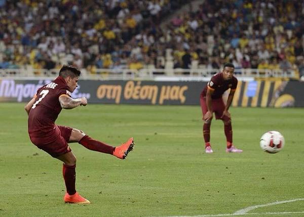 Juan Iturbe realizza il vantaggio per la Roma | Foto Twitter / Il Pallonaro