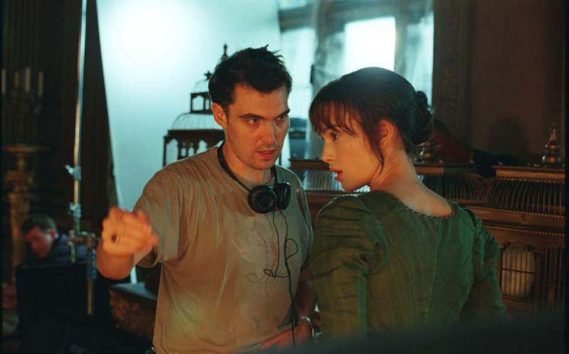 Joe Wright e Keira Knightley sul set di Orgoglio e Pregiudizio