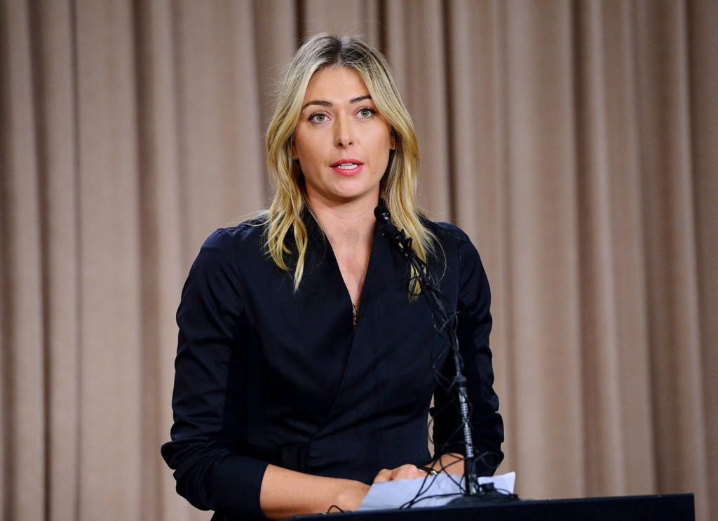 Maria Sharapova alla conferenza stampa relativa al test anti-doping