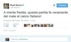 Il Tweet di Garcia di oggi | Foto Twitter